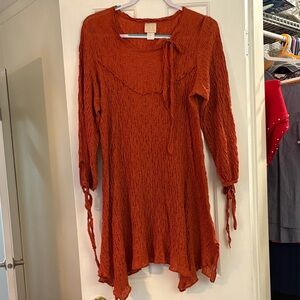 Chic Rust Textured Women's Blouse